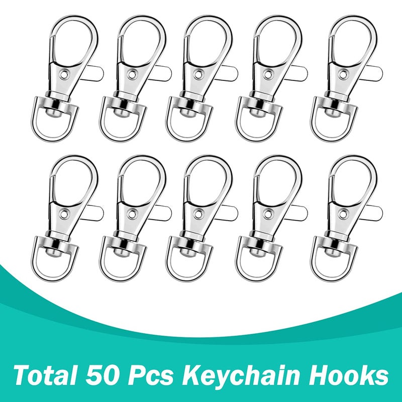 Segauin 100PCS Premium Swivel Snap Hooks with Key Rings Metal Lanyard Keychain Hooks Lobster Clasps for Key Jewelry DIY Crafts 1.38inches/35mm(50 Pcs Lanyard Snap Hooks+50 Pcs Key Rings) - Image 2